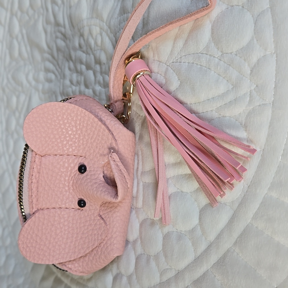 Pink Elephant Coin Purse with Detachable  Keychain.